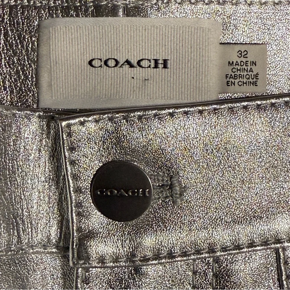 Coach metallic silver leather shorts